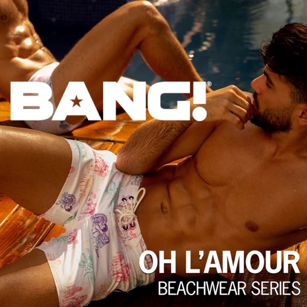 Bang Swim Trunks XL runs small Gently worn 6" inseam 85% polyester/15% elastane